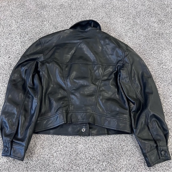 Abercrombie & Fitch Black Vegan Leather Buttery Soft Snap Button Jacket Women XS - Picture 8 of 10